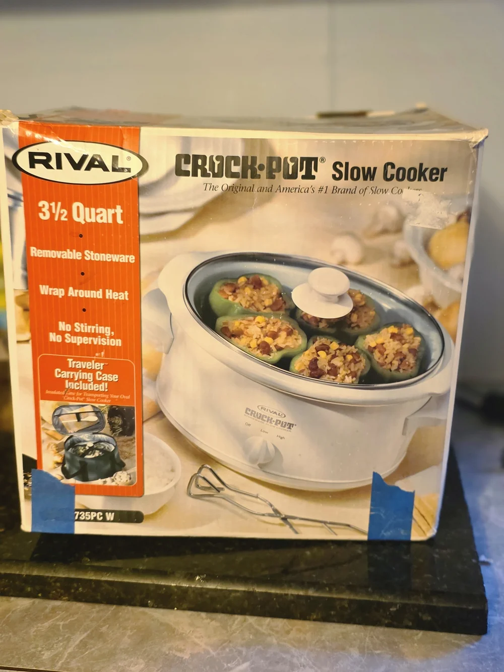 Vintage Rival Crock-Pot Slow Cooker 3 1/2 Quart - Model 3735PC W - With Traveler